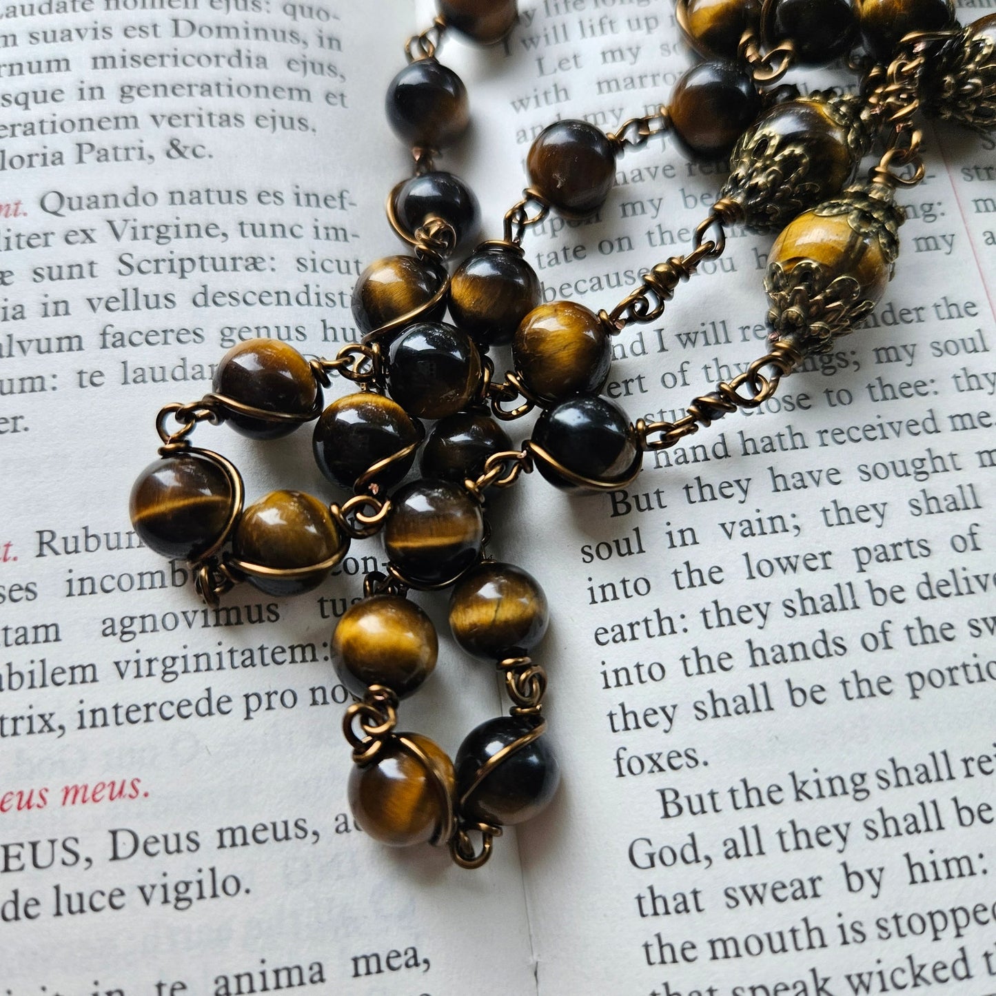 St. Joseph Rosary – Handmade Catholic Rosary with Tiger Eye Beads and Bronze Crucifix