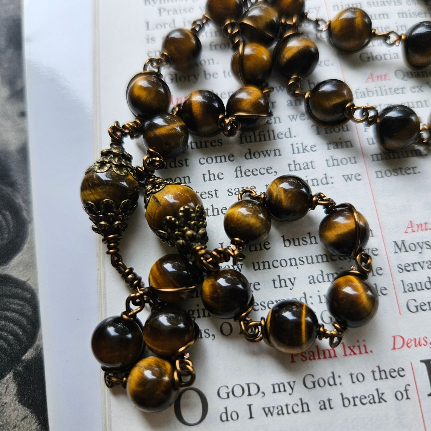 St. Joseph Rosary – Handmade Catholic Rosary with Tiger Eye Beads and Bronze Crucifix