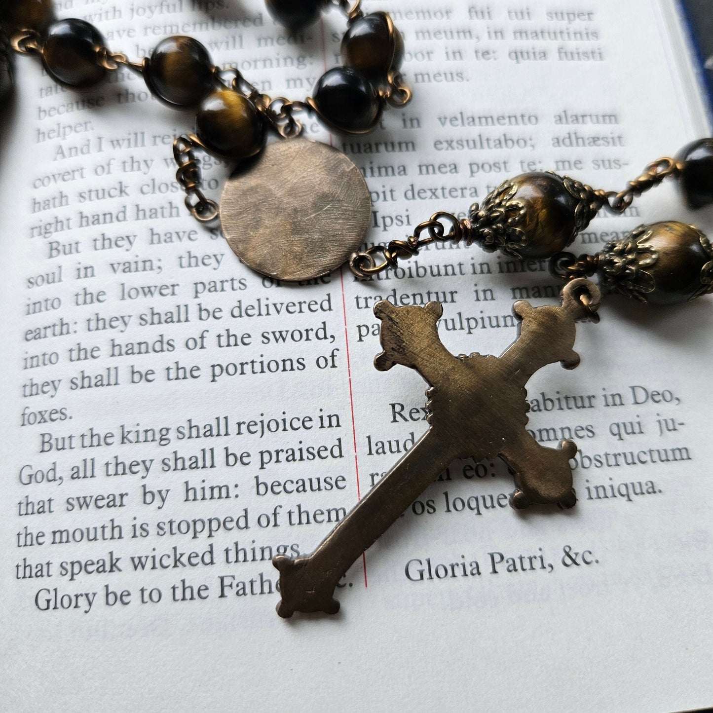 St. Joseph Rosary – Handmade Catholic Rosary with Tiger Eye Beads and Bronze Crucifix
