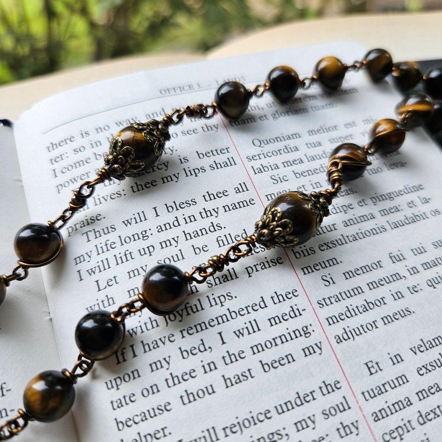 St. Joseph Rosary – Handmade Catholic Rosary with Tiger Eye Beads and Bronze Crucifix
