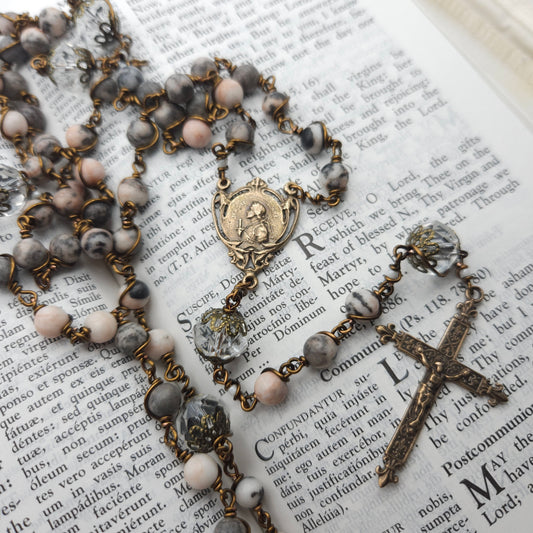 Bronze Pink and Gray St. Joan of Arc Rosary