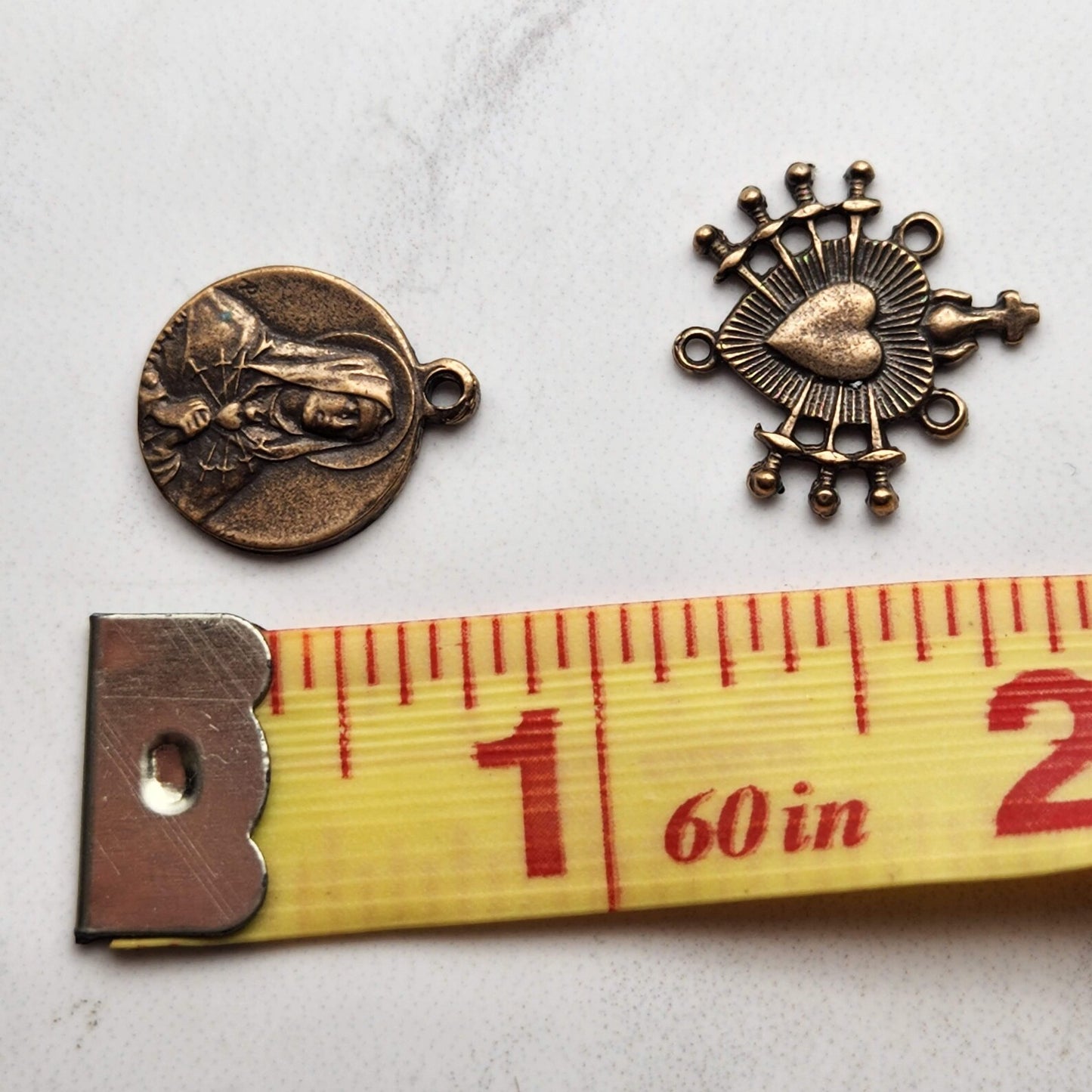 Antique Replica Seven Sorrows Rosary Medal Set — Center and Medal