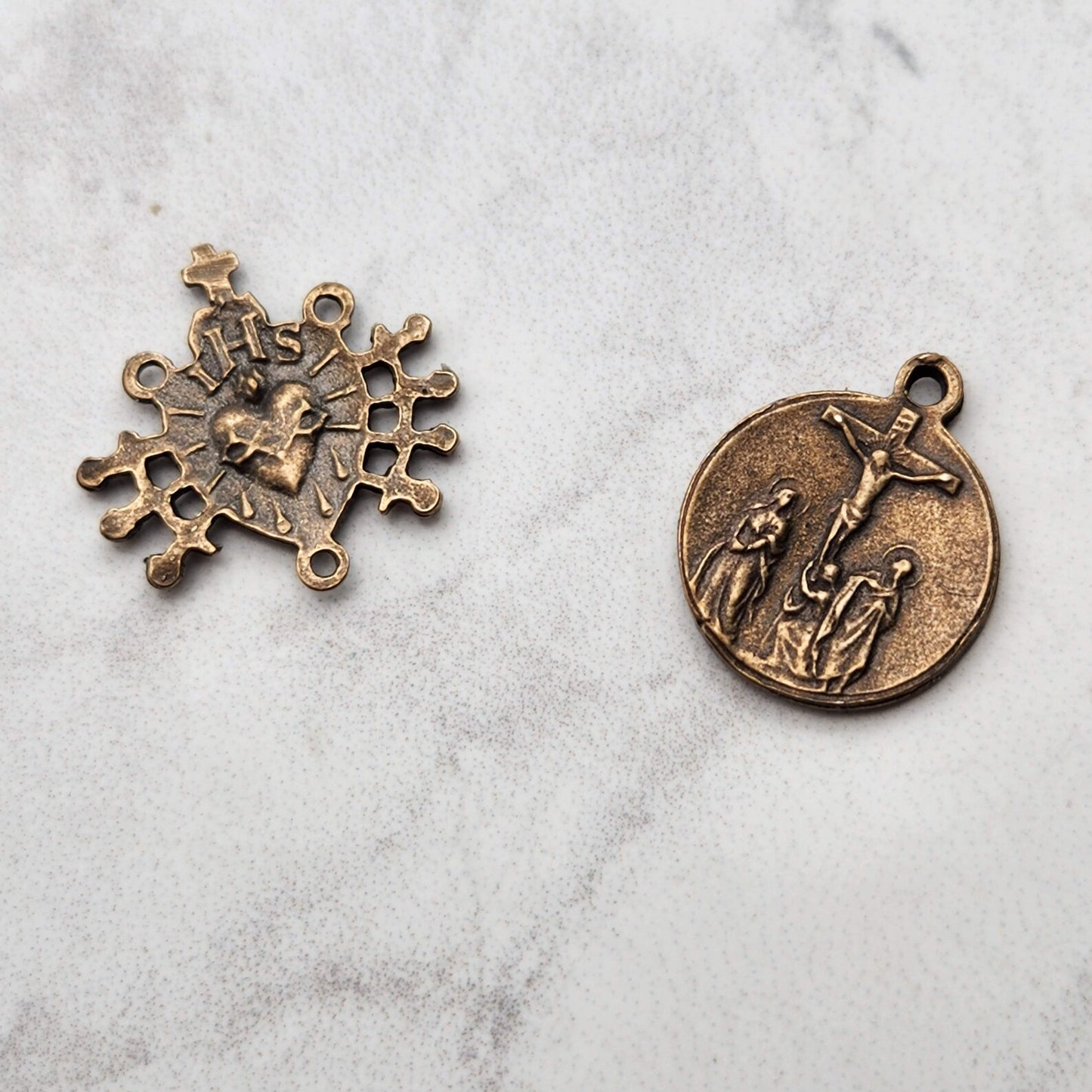 Antique Replica Seven Sorrows Rosary Medal Set — Center and Medal