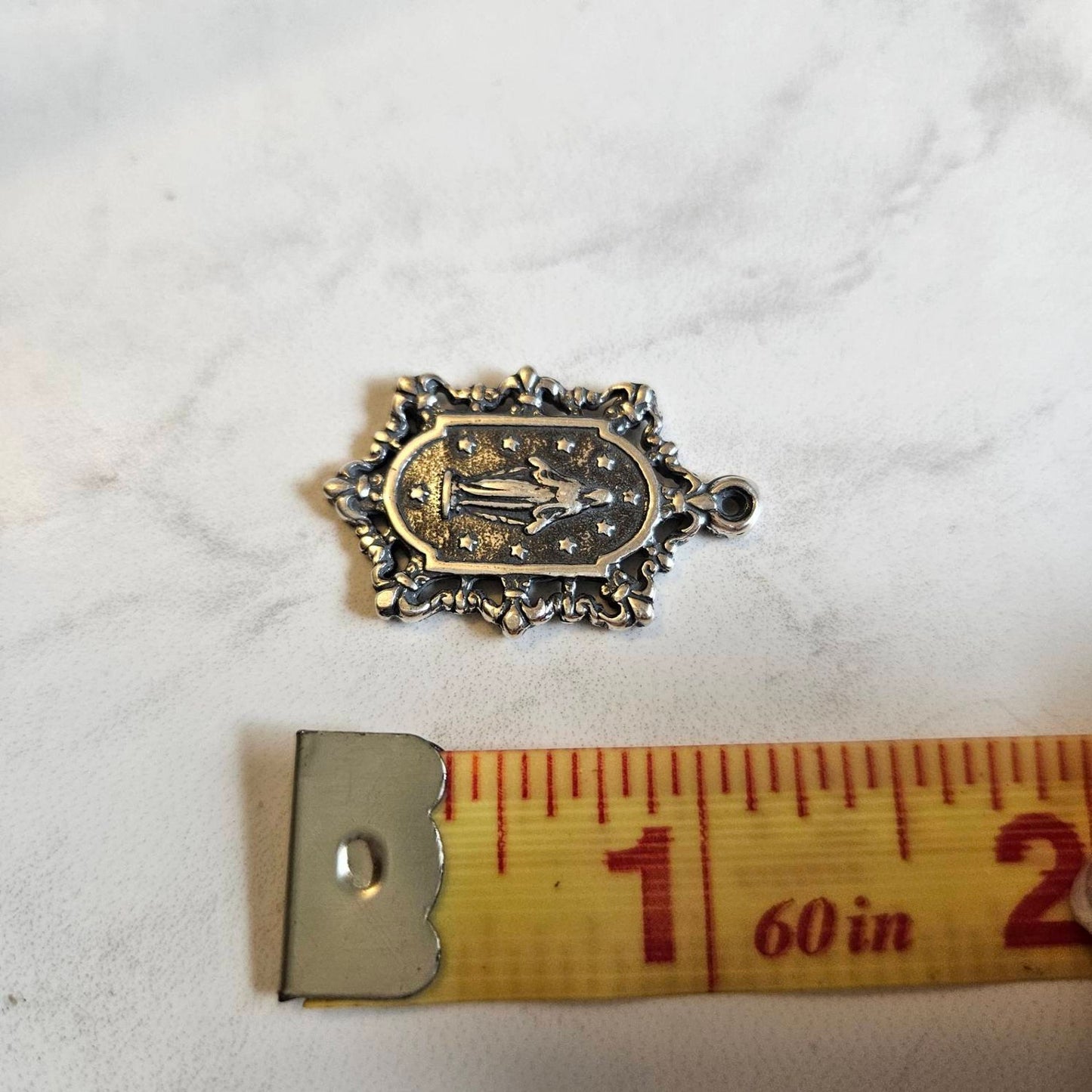 Antique Replica Lace Edged Miraculous Medal
