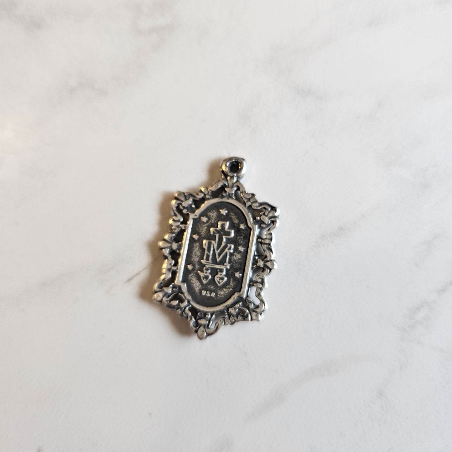 Antique Replica Lace Edged Miraculous Medal
