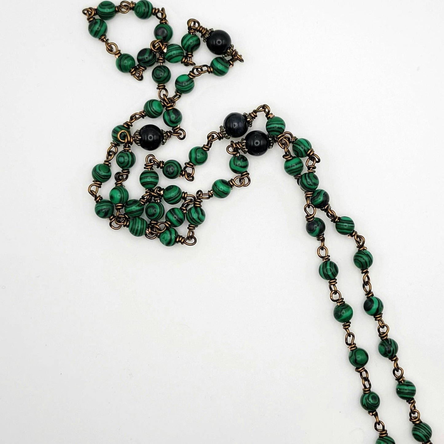St. Patrick Rosary – Handmade Catholic Rosary with Malachite Beads and Shamrock Crucifix