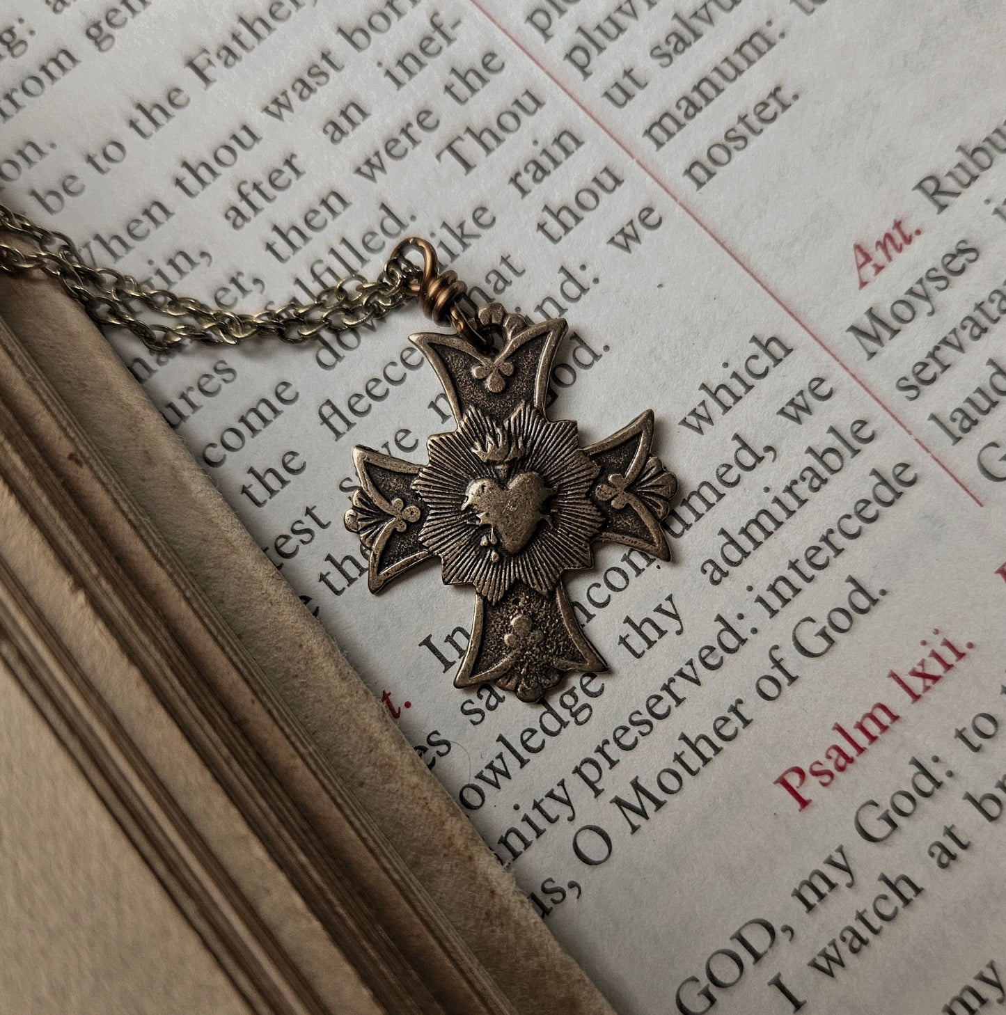 Bronze Sacred Heart Necklace