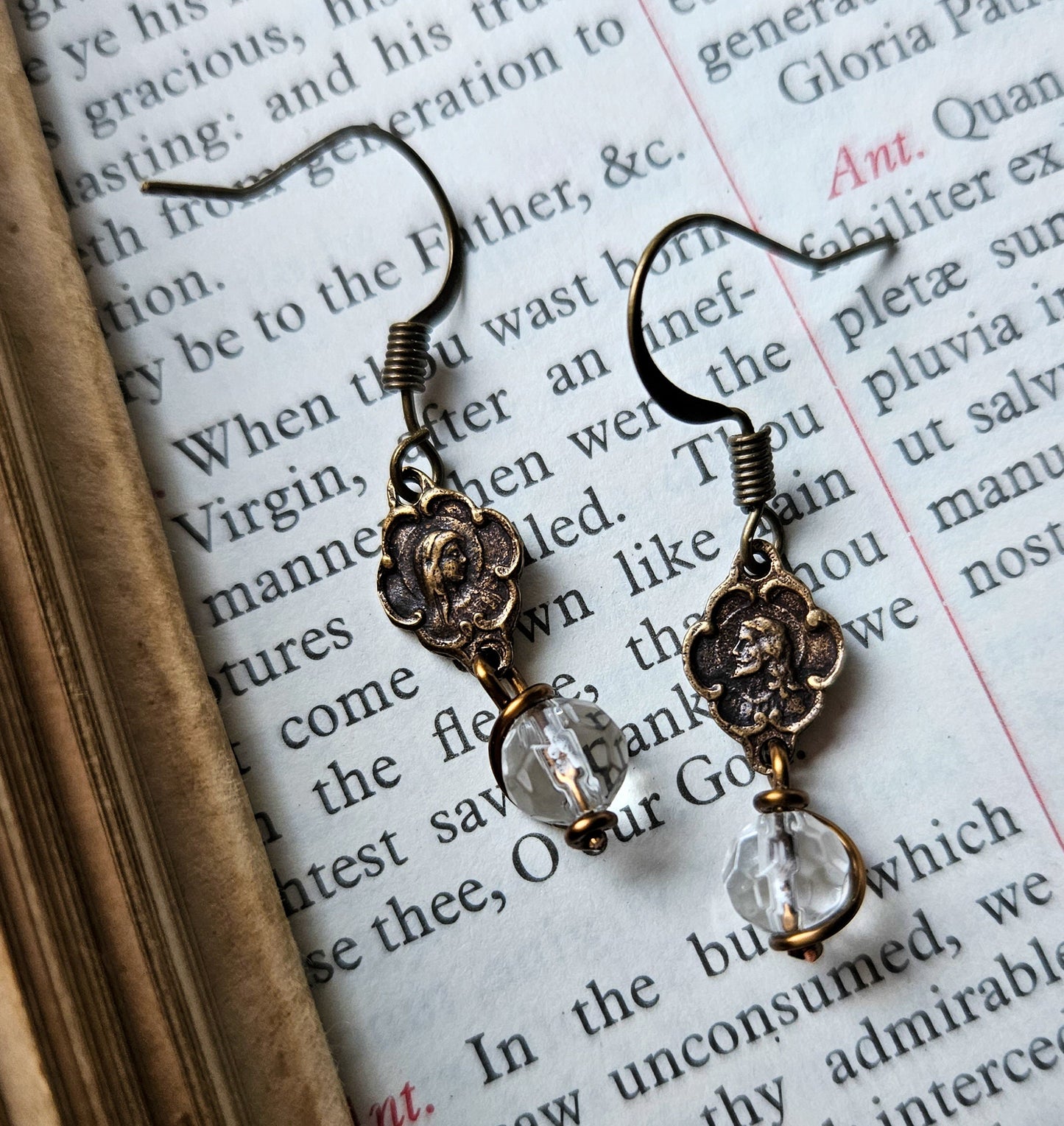 Bronze Jesus and Mary Earrings